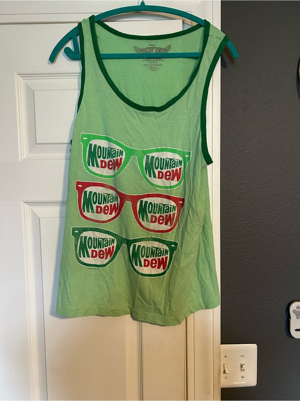 Savvy Light Green Mountain Dew Graphic Tank with Dark Green Trim